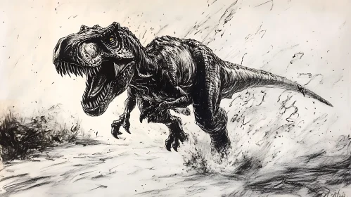 Monochrome Dinosaur Art: Tyrannosaurus Rex