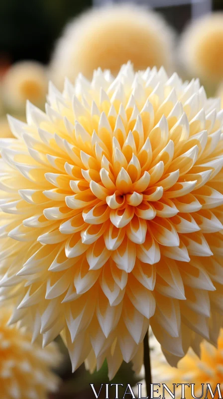 Grandeur Yellow and White Dahlia Flower - A Spherical Sculpture AI Image