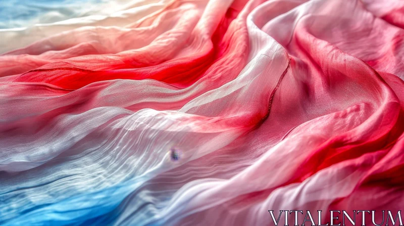 AI ART Luxurious Red, White, and Blue Silk Scarf Close-up