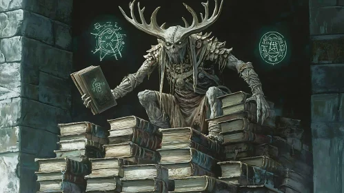 Antlered Monster and Magical Books