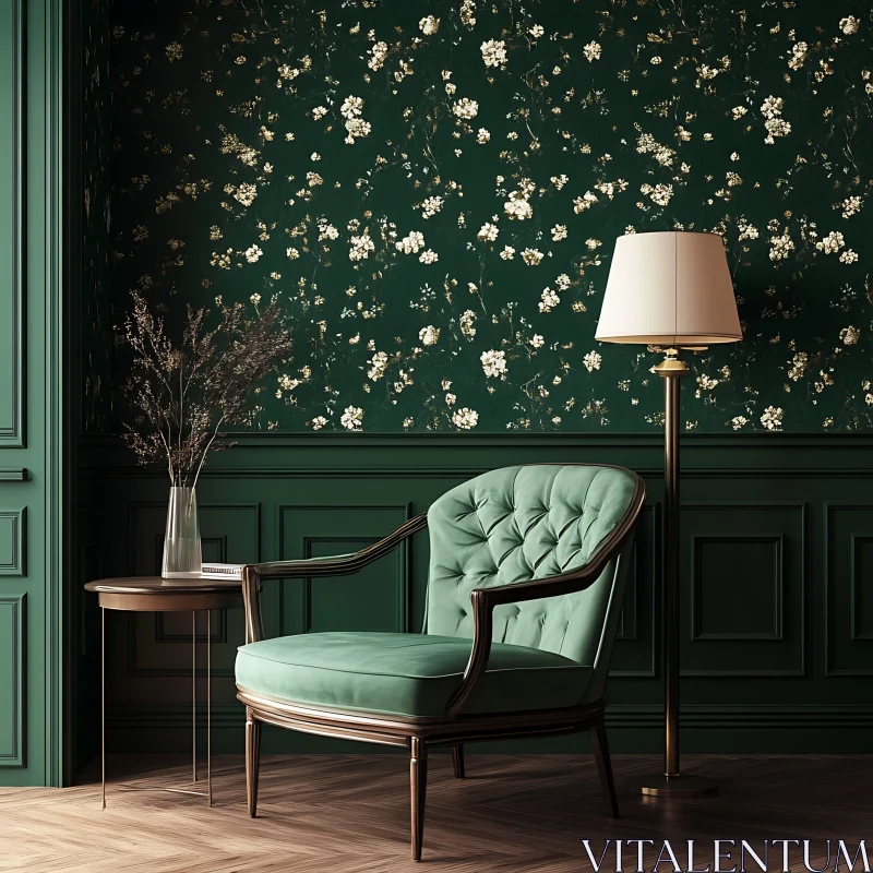 AI ART Stylish Green Chair in Classic Interior