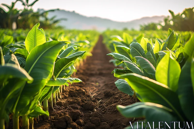 Agricultural landscape with vibrant banana plants AI Image