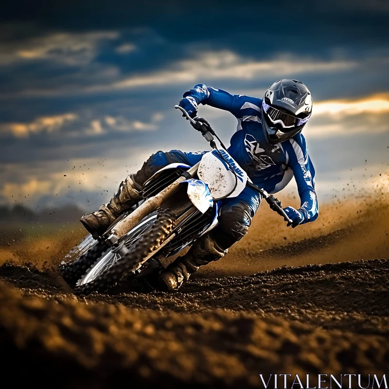 Motorcycle Racing Through the Dirt AI Image