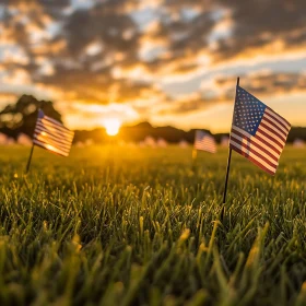 Patriotic Sunset with Flags