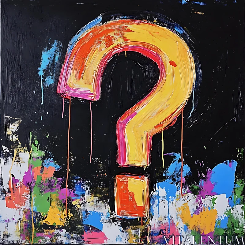 AI ART Abstract Question Mark on Black Canvas