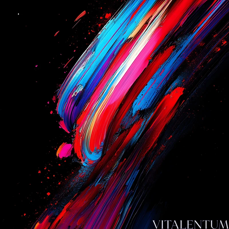 Colorful Paint Streaks on Black Background AI Image