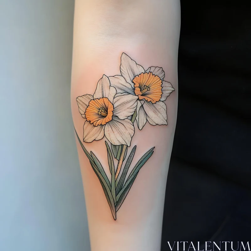 Realistic Daffodil Flower Tattoo AI Image