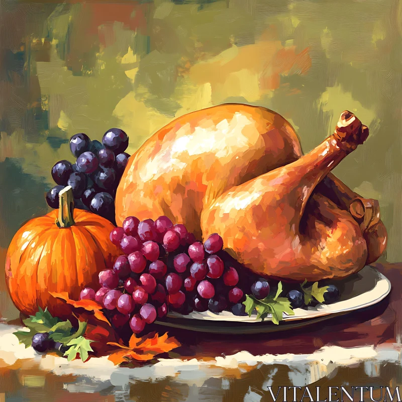 Autumnal Abundance: A Thanksgiving Still Life AI Image