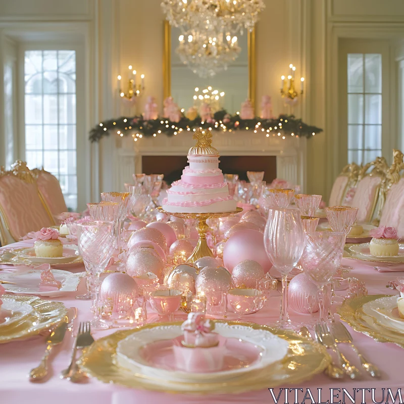 Elegant Pink Dessert Table AI Image