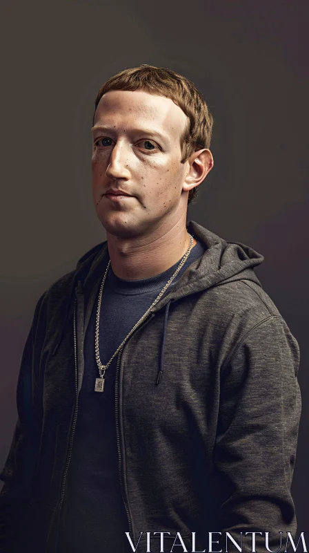 Mark Zuckerberg in Grey Hoodie with Chain Necklace AI Image