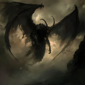 Shadowed Demon Rising from the Mist