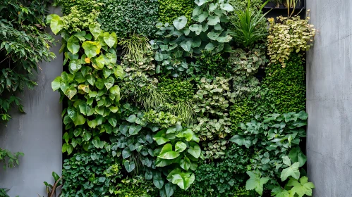 Lush Living Green Wall with Diverse Foliage