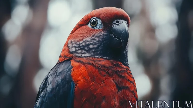 AI ART Close-Up of Red Parrot
