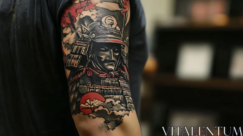 Samurai Tattoo Ink on Arm AI Image