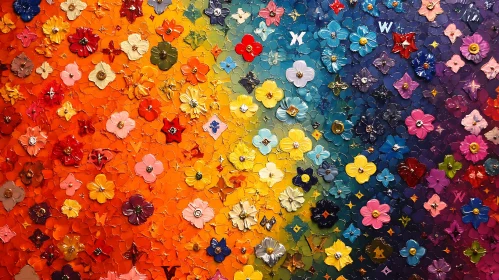 Textured Floral Painting: A Rainbow Spectrum