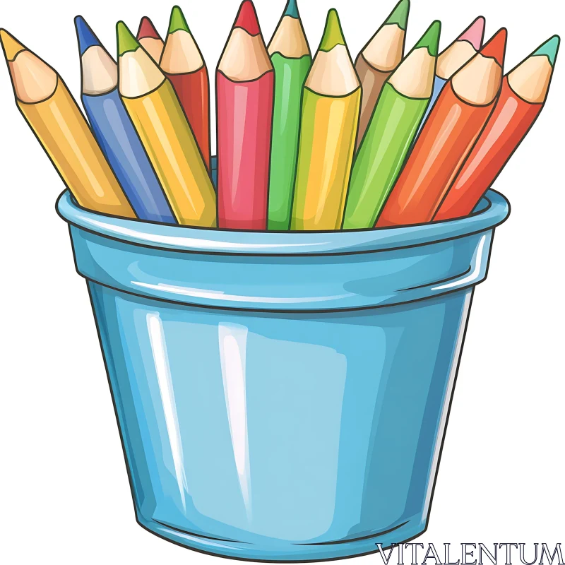 AI ART Vibrant Colored Pencils in Holder Still Life