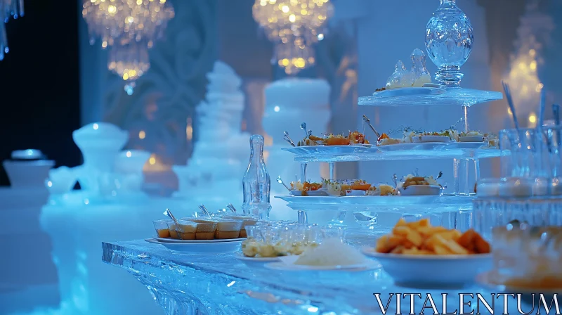 Opulent Ice-Themed Buffet Display AI Image