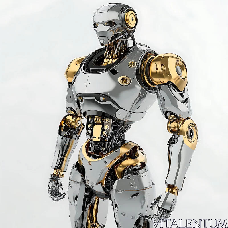 Futuristic Gold and Silver Cyborg AI Image