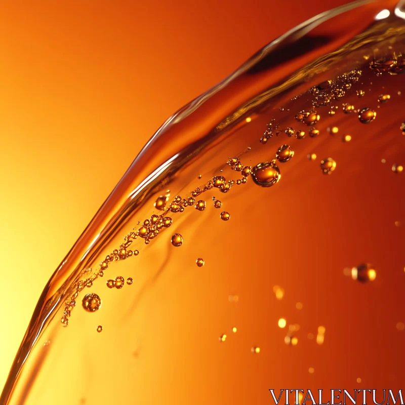 Orange Abstract Liquid with Bubbles AI Image