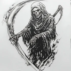 Death Figure with Scythe Artwork