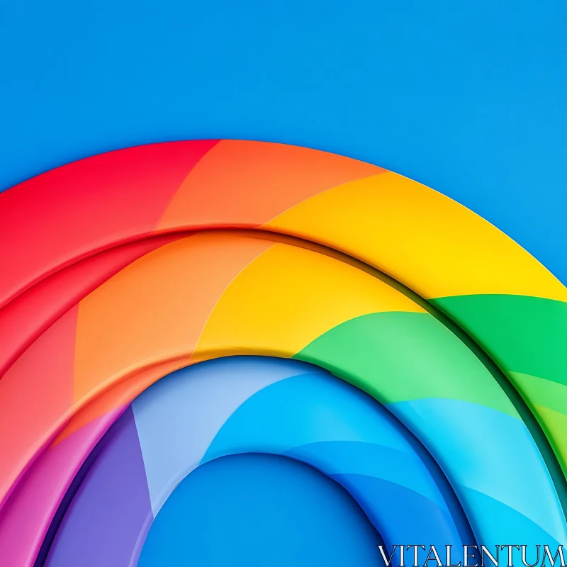 Rainbow Arcs on Blue Background AI Image