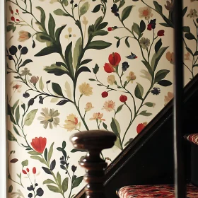 Elegant Floral Pattern Near Stairway