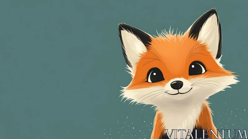 Cartoon Fox with Gentle Smile AI Image