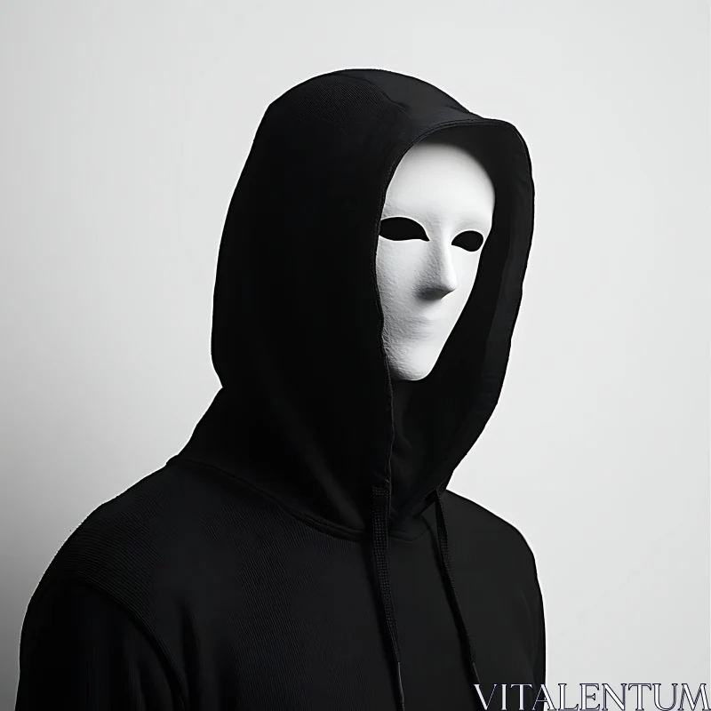 AI ART Hooded Figure with White Mask