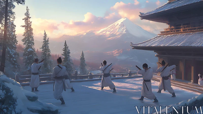 Snowy Mountain Martial Arts Practice AI Image