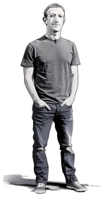 Mark Zuckerberg Illustration in Monochrome