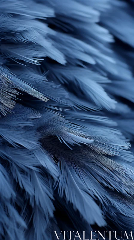 AI ART Close-up of Blue Feathers - Nature's Intricate Patterns