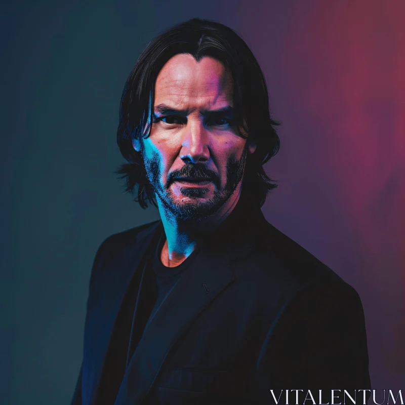 AI ART Keanu Reeves Intense Expression Portrait