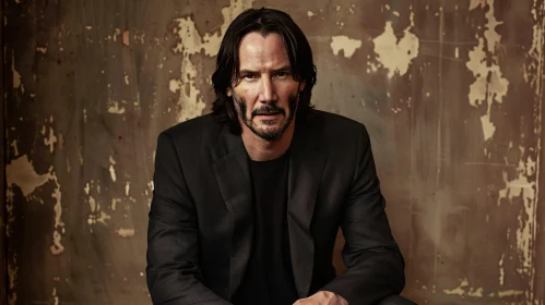 Portrait of Keanu Reeves in a Dark Suit