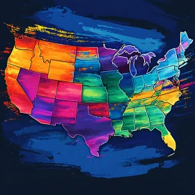 Vibrant USA Map Art Design