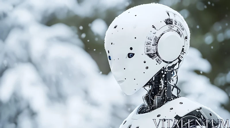 Advanced Robot in Winter Snow AI Image