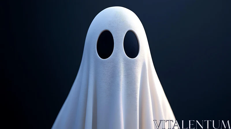 AI ART Simple Ghost Costume Against Dark Backdrop