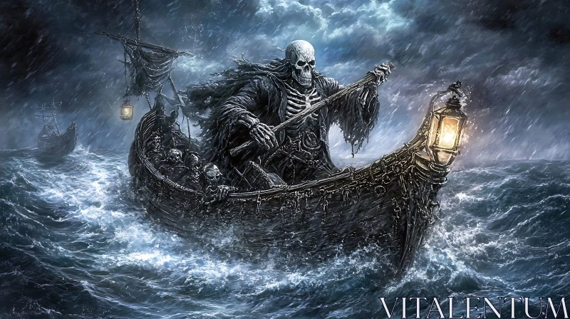 Skeletal Boatman in a Tempest AI Image