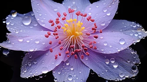 Enchanting Purple Flower with Water Droplets - Nature's Beauty