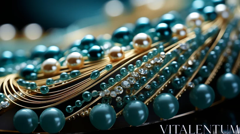 Exquisite Gold and Cyan Pearl Jewelry AI Image