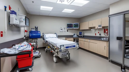 Medical Hospital Room with Bed