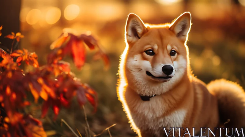 Shiba Inu in Autumn - A Portrait of Pet in Nature AI Image