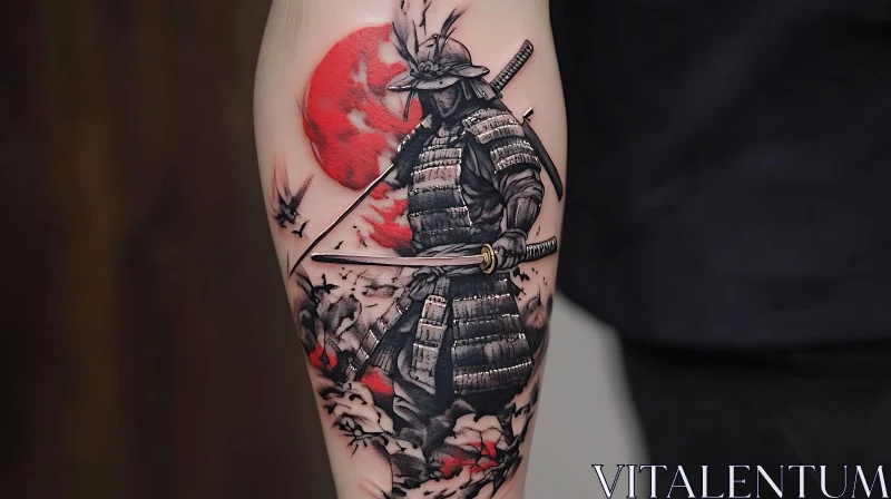 Detailed Japanese Samurai Tattoo AI Image