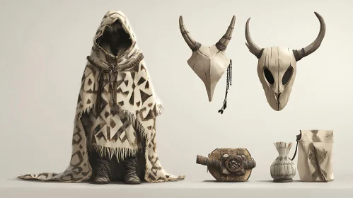 Character with Tribal Outfit and Masks