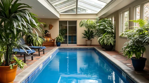 Indoor swimming pool with plants