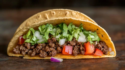 Crunchy Taco with Seasoned Beef and Fresh Toppings