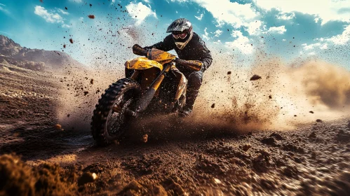 Motorcycle Racing Through the Desert Landscape