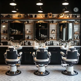 Classic Barber Shop with Mirrors