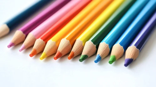 Colorful Pencils Arranged in a Row