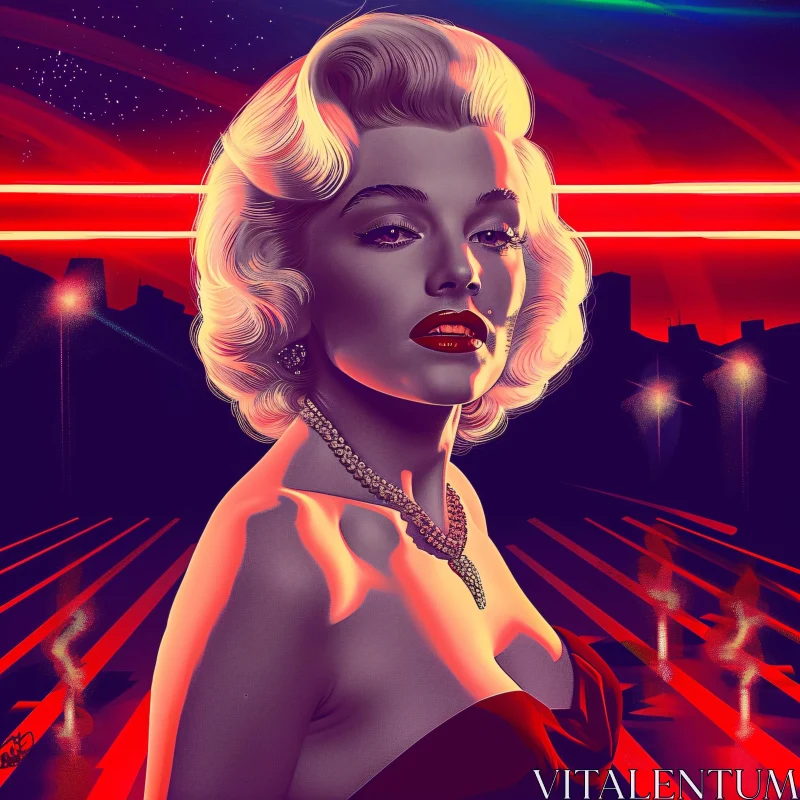 AI ART Neon Glamour: Marilyn Monroe Pop Art Illustration