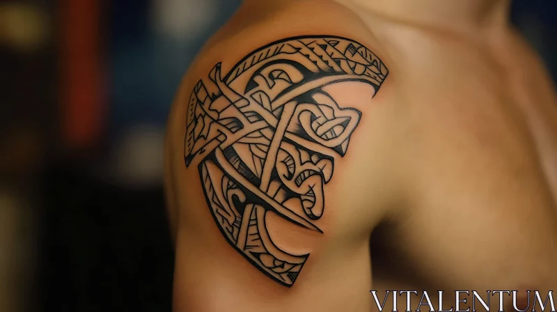 Complex Geometric Celtic Shoulder Tattoo AI Image